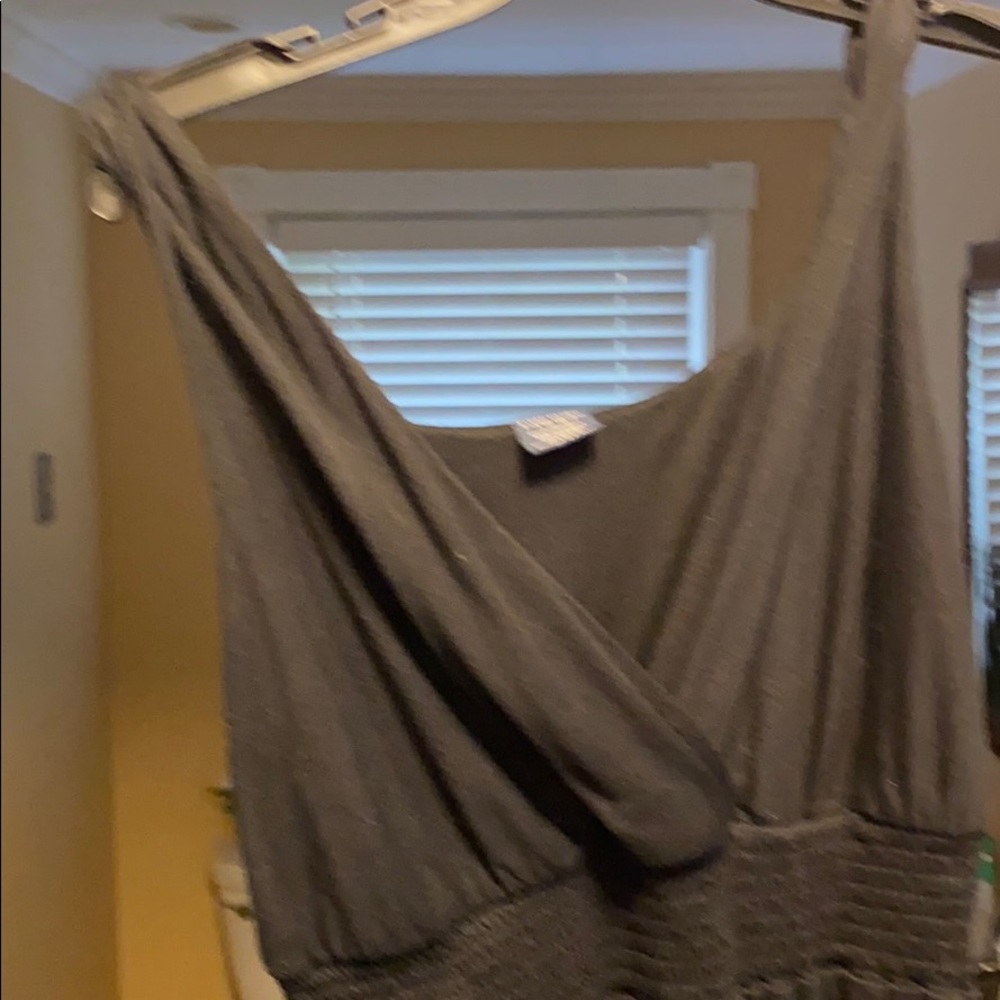 Black casual maxi v neck dress